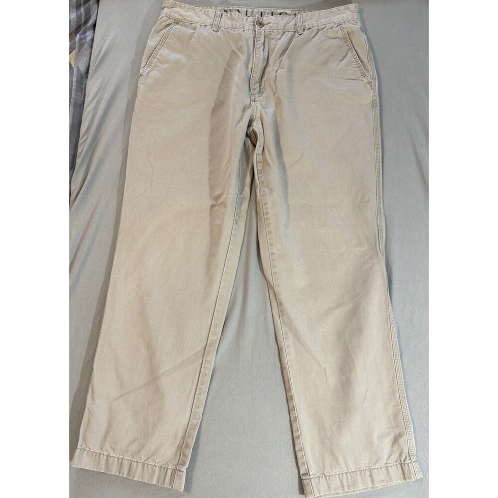 Nautica Mens Khaki Pants Size 38x32 Actual 38x29 Flat Front Flap Pockets Cotton